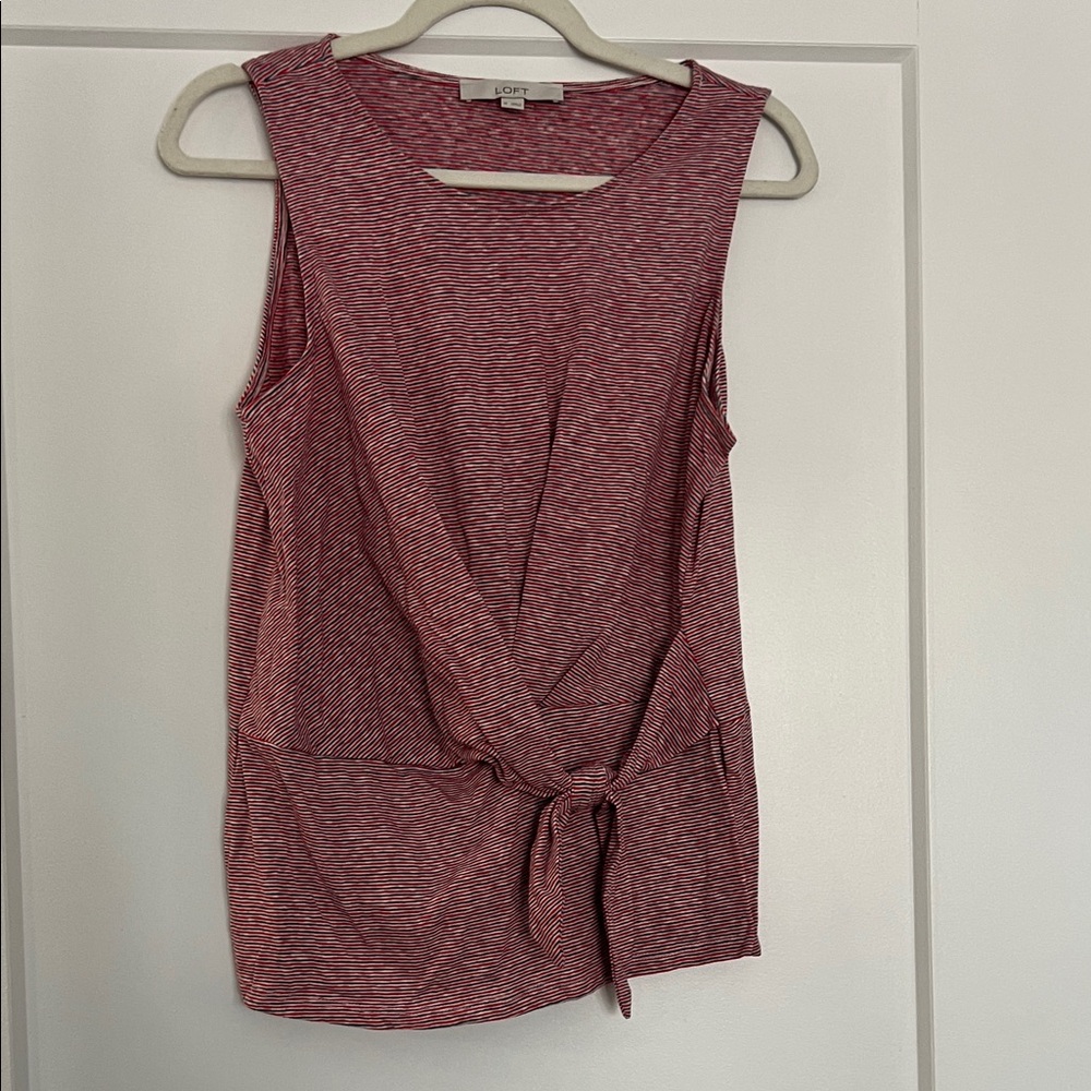 LOFT Women's Red Tie-Front Tank Top